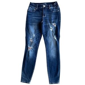 Maurices Distressed Skinny Jeans with Buffalo Plaid Accents - Size Small Regular